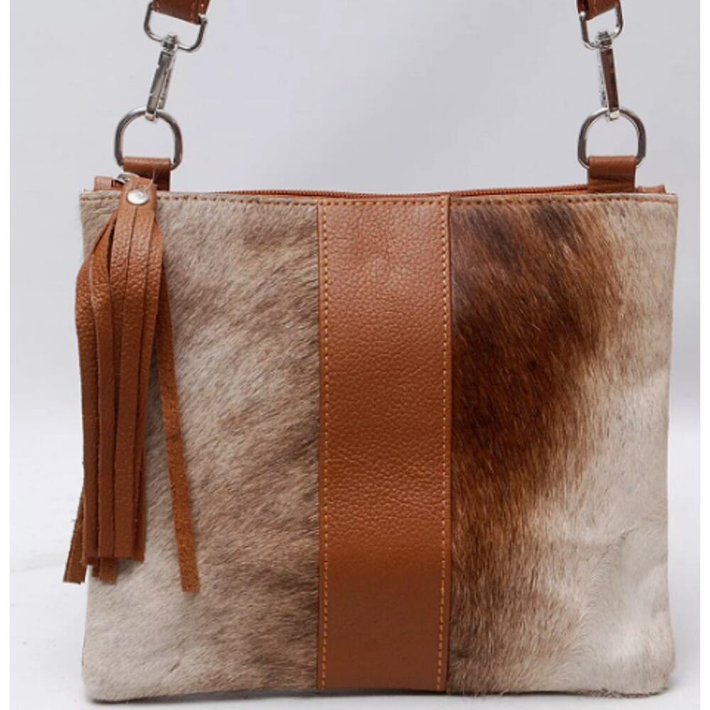 Cowhide Crossbody Purse Handbag Shoulder Bag Leather Strap Brown NEW Cowgirl